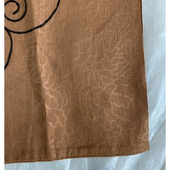 Vintage 70s Handmade Pillow Cover Sham 20"x19" Brown Embroidered Floral Boho MCM - Picture 5 of 8